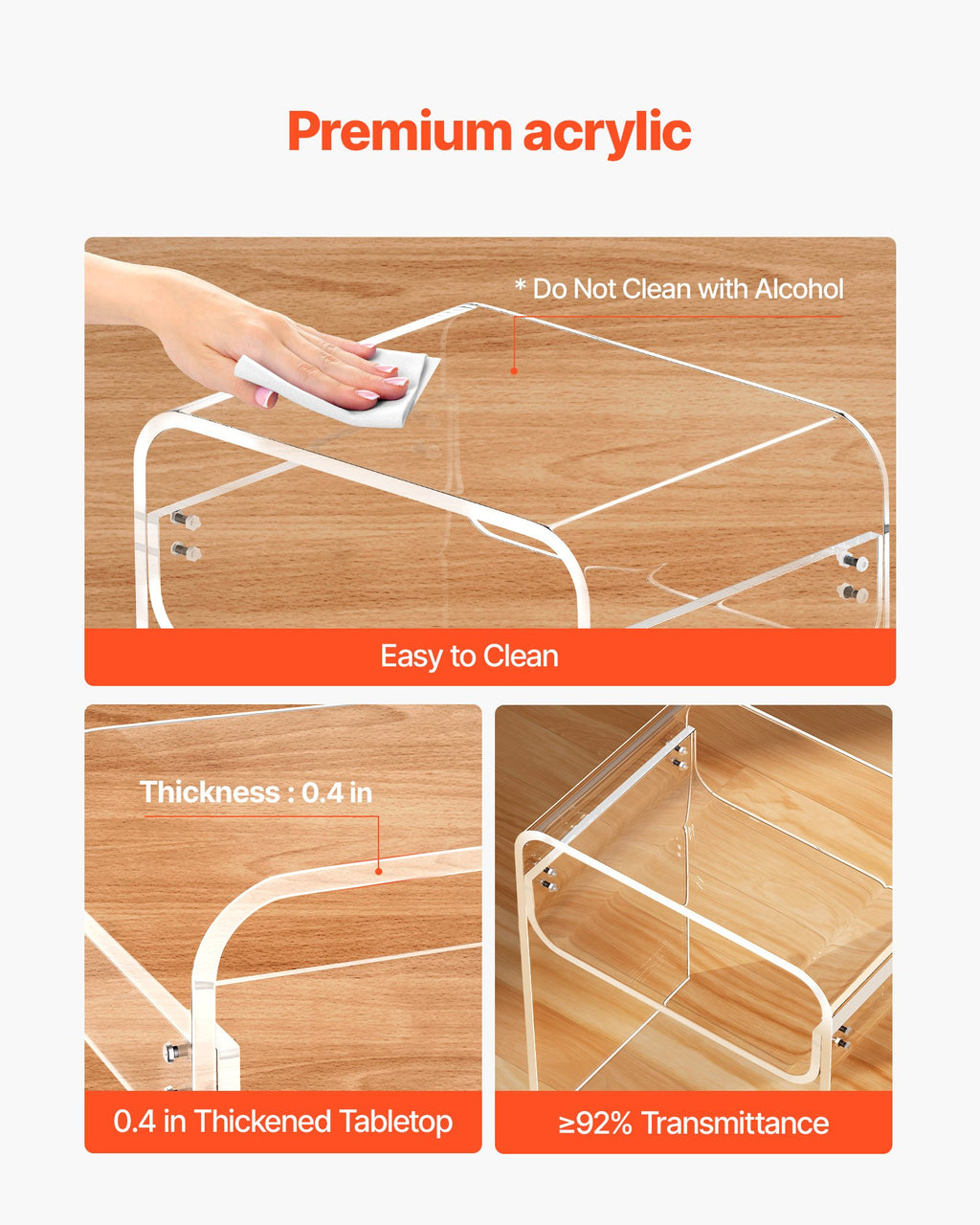 Clear Acrylic Two-Tier Side Table – 30 × 40 × 50 cm