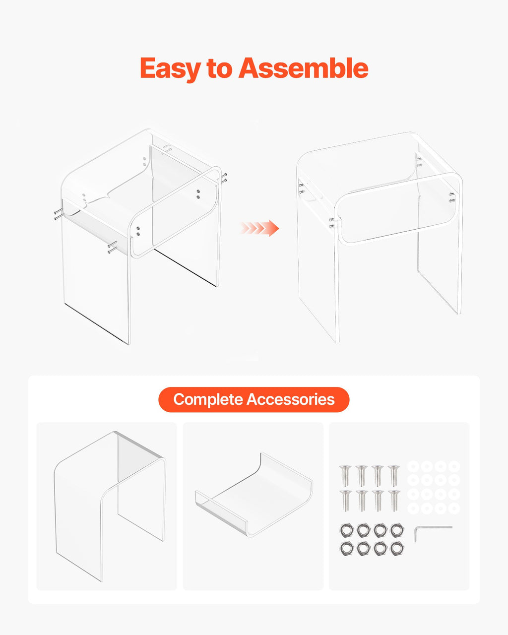 Clear Acrylic Two-Tier Side Table – 30 × 40 × 50 cm