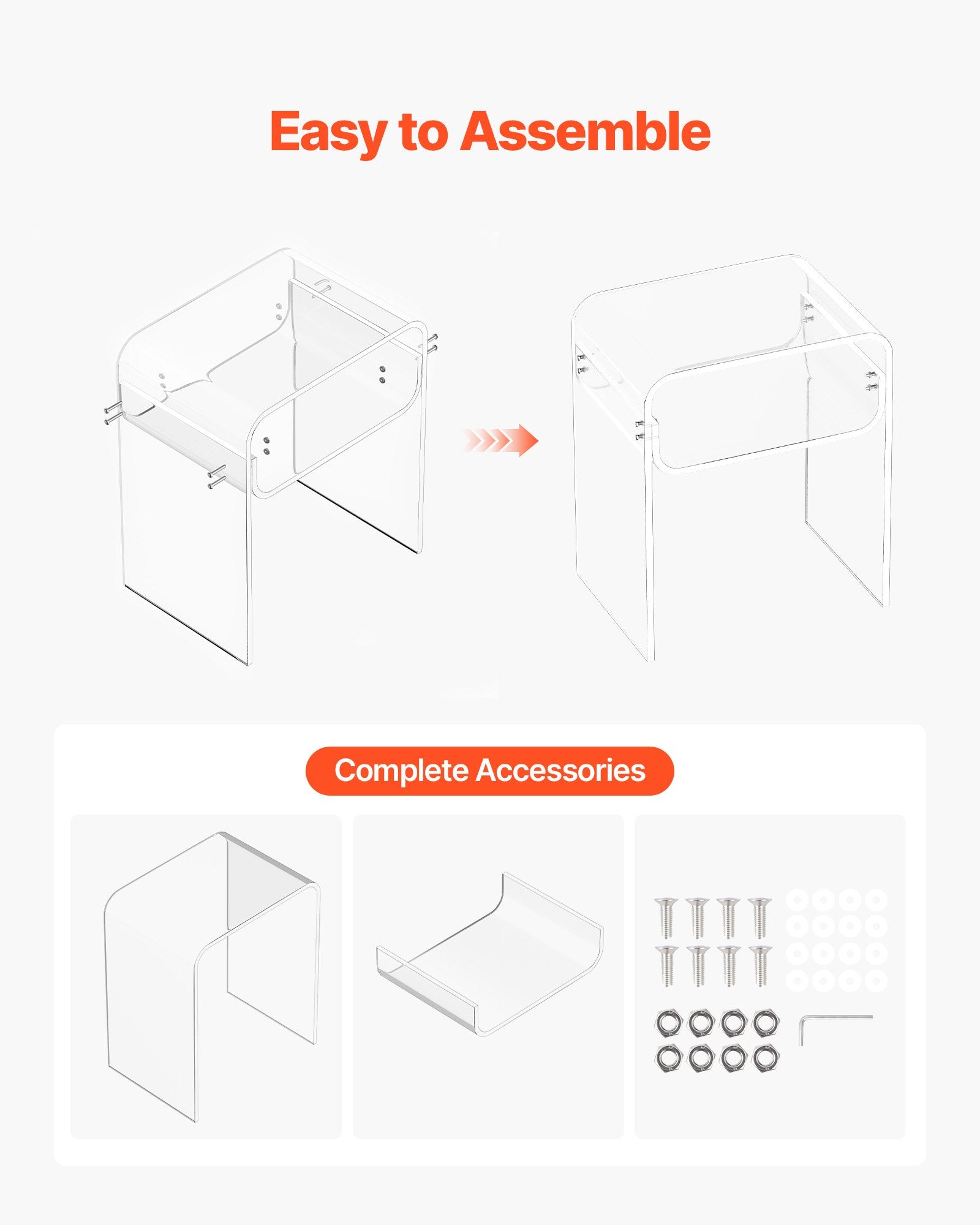 Clear Acrylic Two-Tier Side Table – 30 × 40 × 50 cm