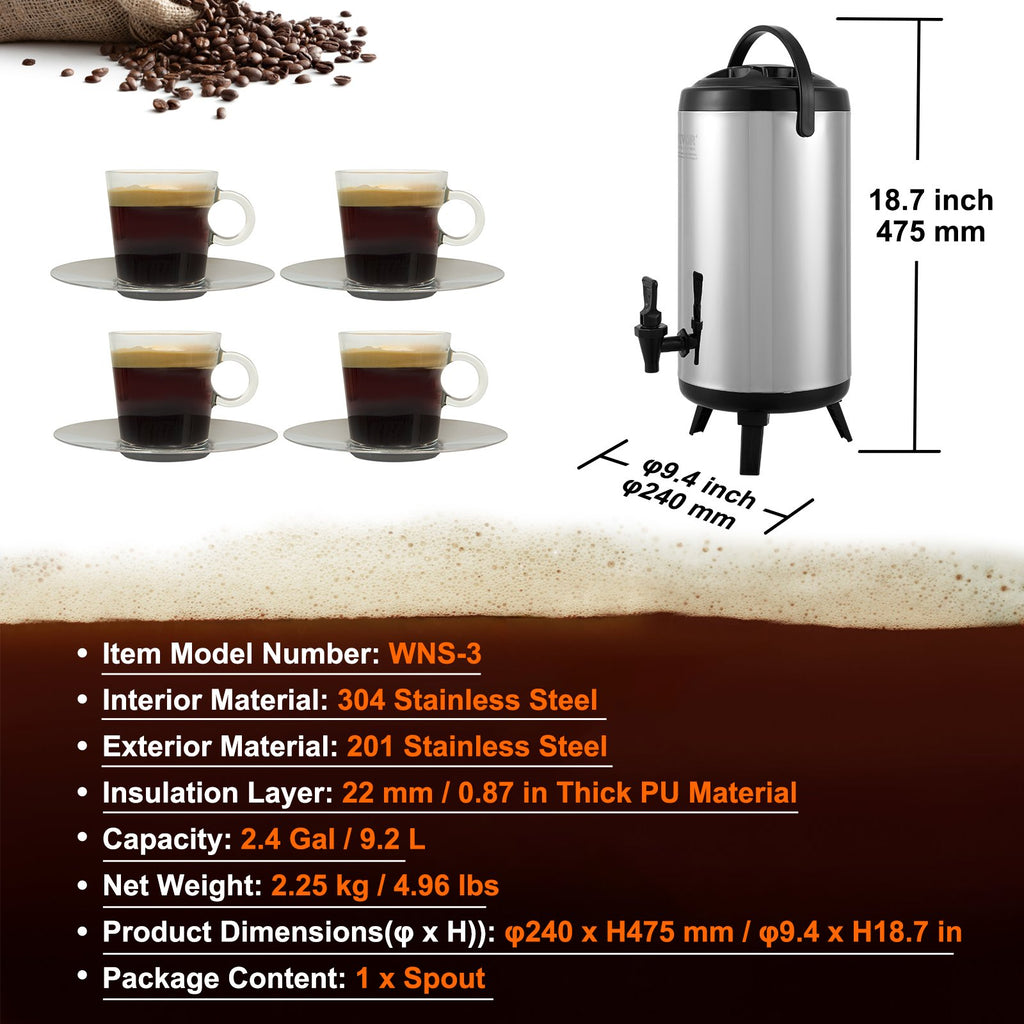 9.2L Stainless Steel Insulated Beverage Dispenser