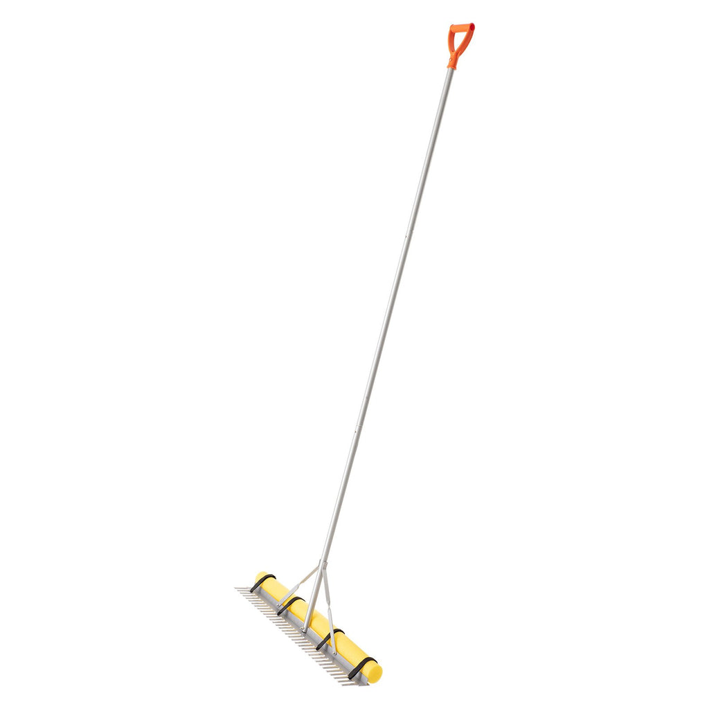 Landscape Rake, 914 mm Wide Head 3380 mm Handle, Large Heavy Duty Aluminum Landscaping Leaf Rake Tool, Asphalt Level for Loosening Soil, Garden & Yard, Pond Gravel & Beach Lawn Care, 15.8m Rope