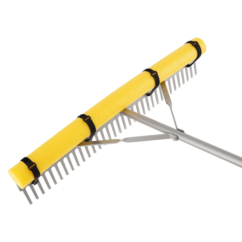 Landscape Rake, 914 mm Wide Head 3380 mm Handle, Large Heavy Duty Aluminum Landscaping Leaf Rake Tool, Asphalt Level for Loosening Soil, Garden & Yard, Pond Gravel & Beach Lawn Care, 15.8m Rope