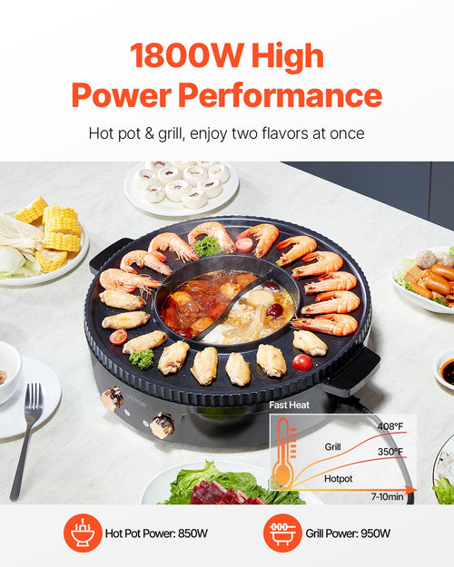 2-in-1 Electric Hot Pot and Grill – 1800W