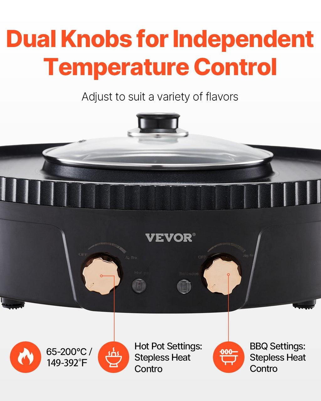Hot Pot with Grill 1800W 2-in-1 Electric Smokeless Grill and Hot Pot