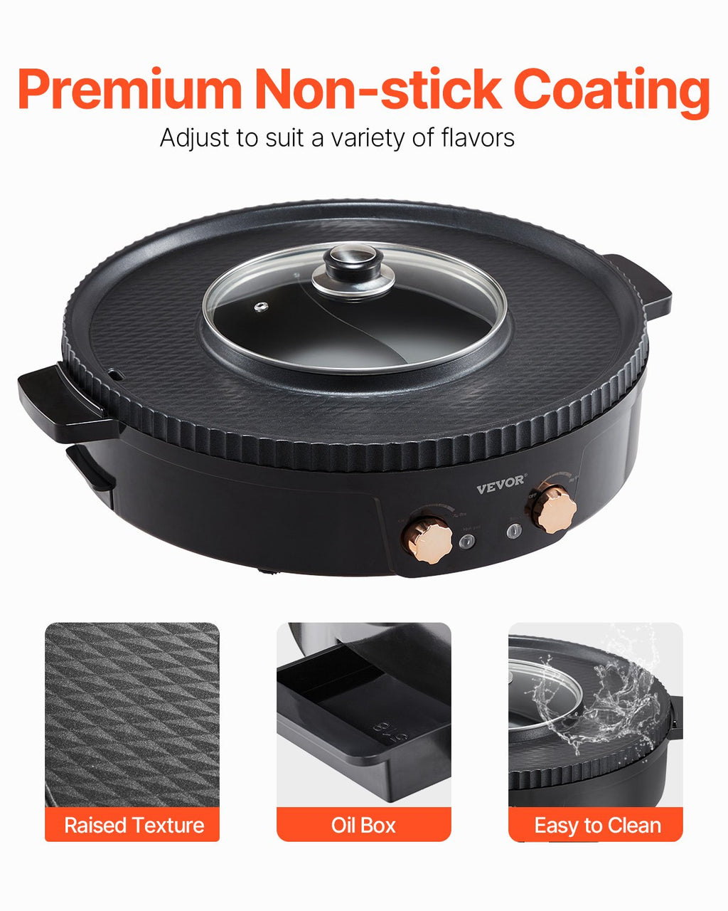Hot Pot with Grill 1800W 2-in-1 Electric Smokeless Grill and Hot Pot