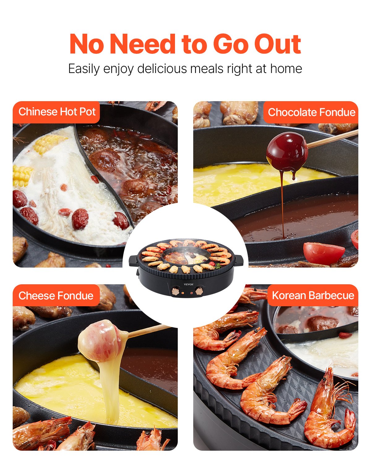 Hot Pot with Grill 1800W 2-in-1 Electric Smokeless Grill and Hot Pot