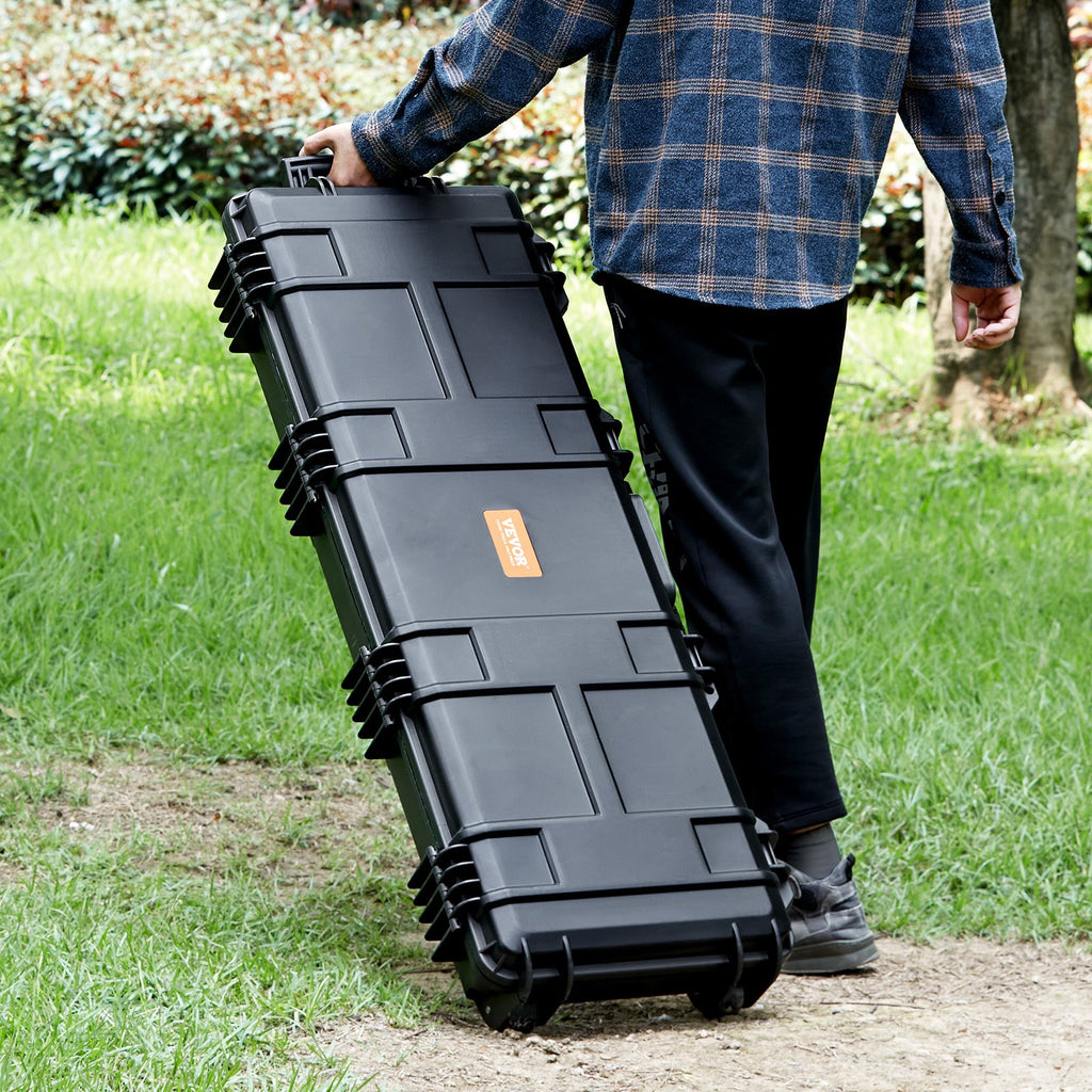 Rifle Case, Rifle Hard Case with 3 Layers Fully-protective Foams, 42 inch lockable Hard Gun Case with Wheels, IP67 Waterproof & Crushproof, for Two Rifles or Shotguns, Airsoft Gun