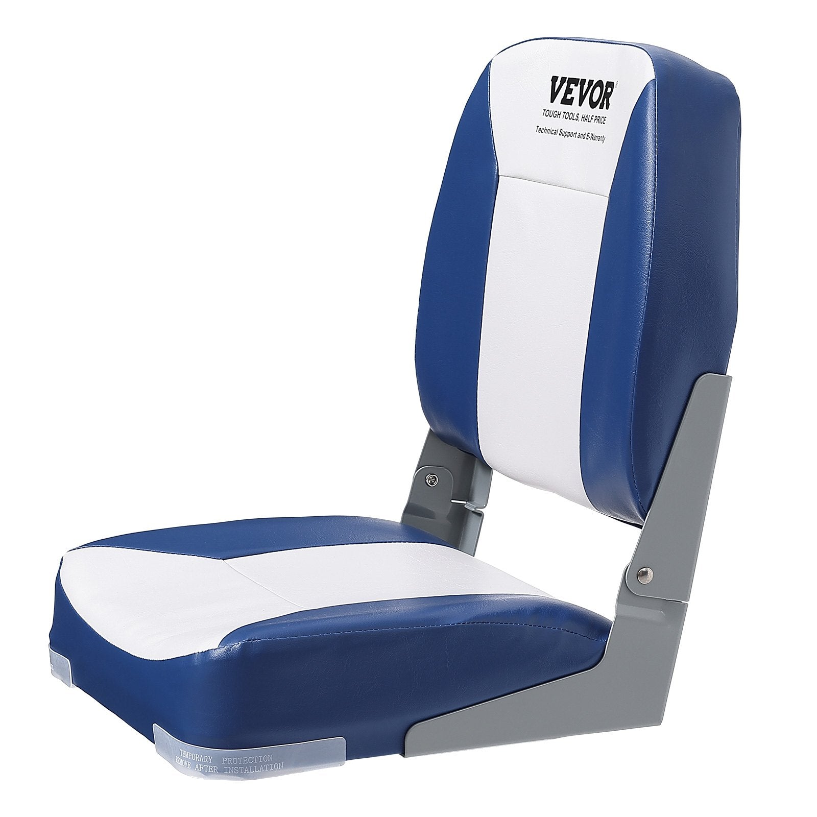 Boat Seat, 480 mm Low Back Boat Seat, Folding Boat Chair with Thickened Sponge Padding and Hinge, Fold-Down Boat Captain Chair for Fishing Boat, Sightseeing Boat, Speedboat, Canoe, 1-Piece