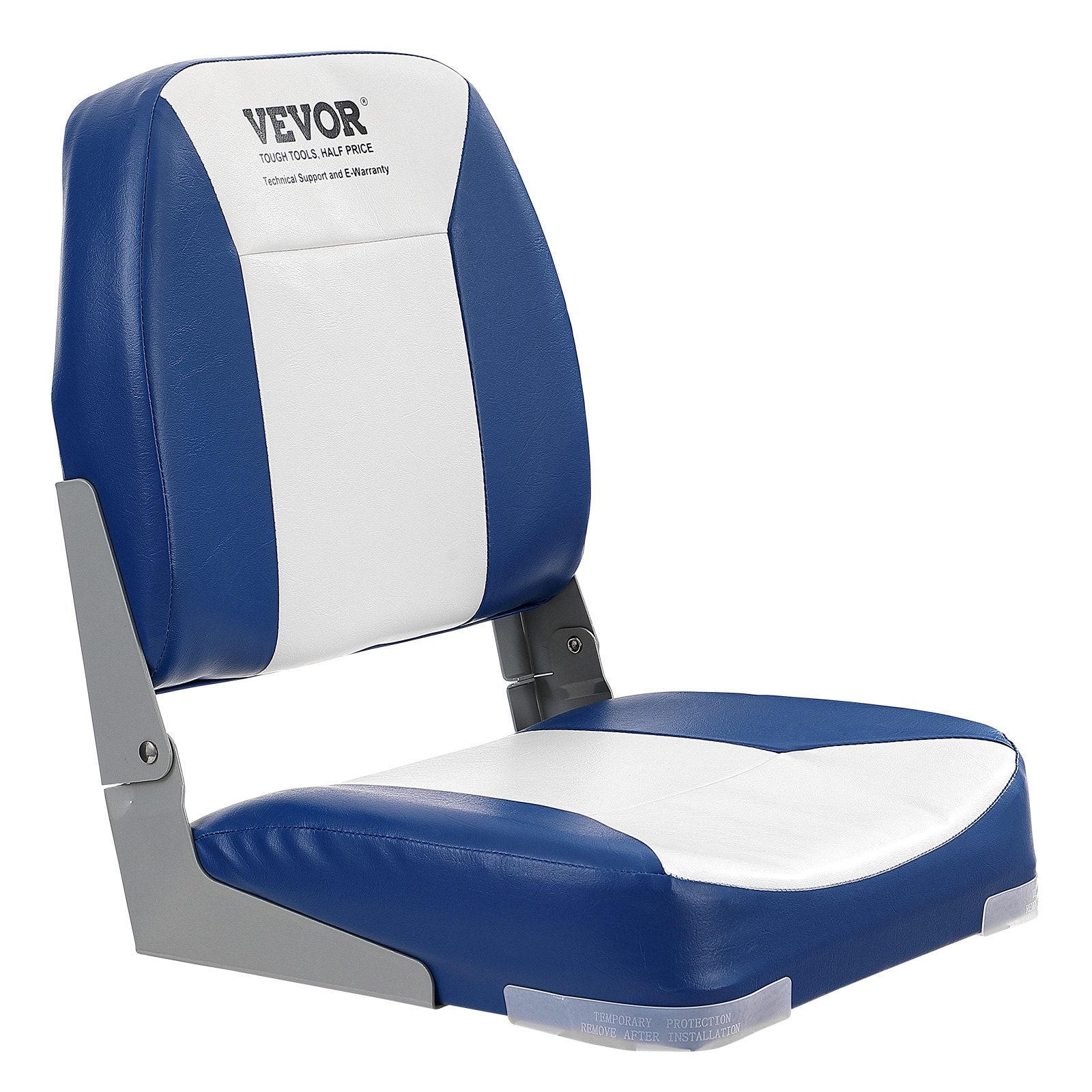 Boat Seat, 480 mm Low Back Boat Seat, Folding Boat Chair with Thickened Sponge Padding and Hinge, Fold-Down Boat Captain Chair for Fishing Boat, Sightseeing Boat, Speedboat, Canoe, 1-Piece