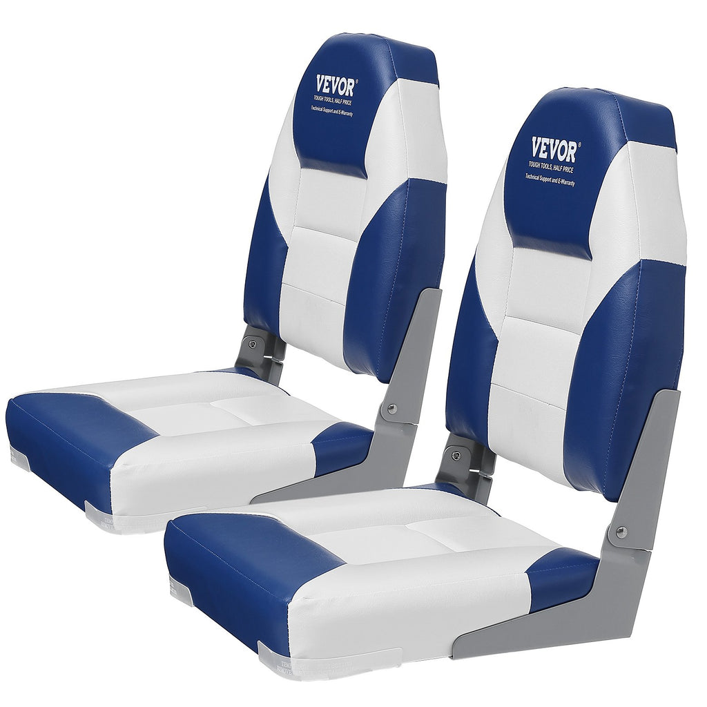 Boat Seats, 555 mm High Back Boat Seat, Folding Boat Chair with Thickened Sponge Padding and Hinge, Fold-Down Boat Captain Chairs for Fishing Boat, Sightseeing Boat, Speedboat, Canoe, 2-Pack