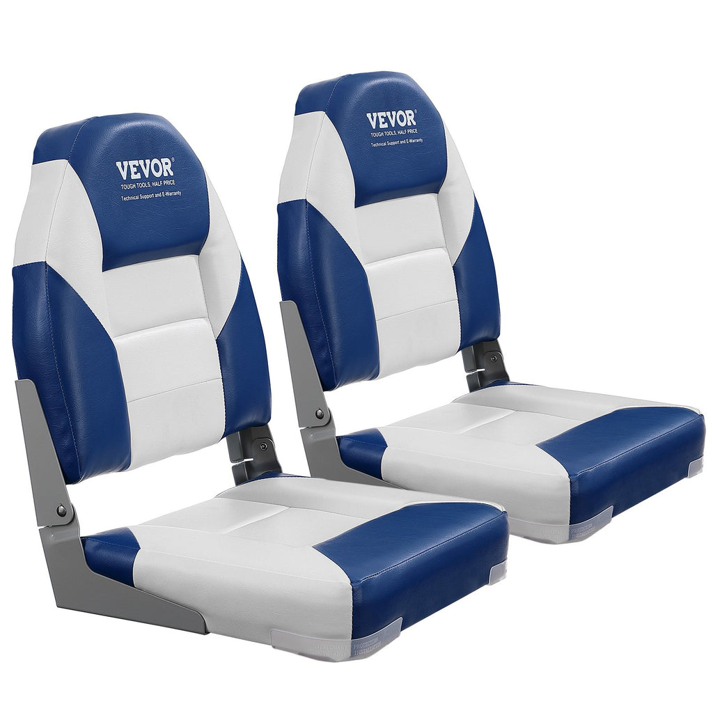 Boat Seats, 555 mm High Back Boat Seat, Folding Boat Chair with Thickened Sponge Padding and Hinge, Fold-Down Boat Captain Chairs for Fishing Boat, Sightseeing Boat, Speedboat, Canoe, 2-Pack
