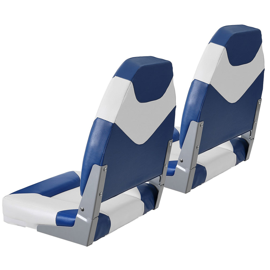 Boat Seats, 555 mm High Back Boat Seat, Folding Boat Chair with Thickened Sponge Padding and Hinge, Fold-Down Boat Captain Chairs for Fishing Boat, Sightseeing Boat, Speedboat, Canoe, 2-Pack