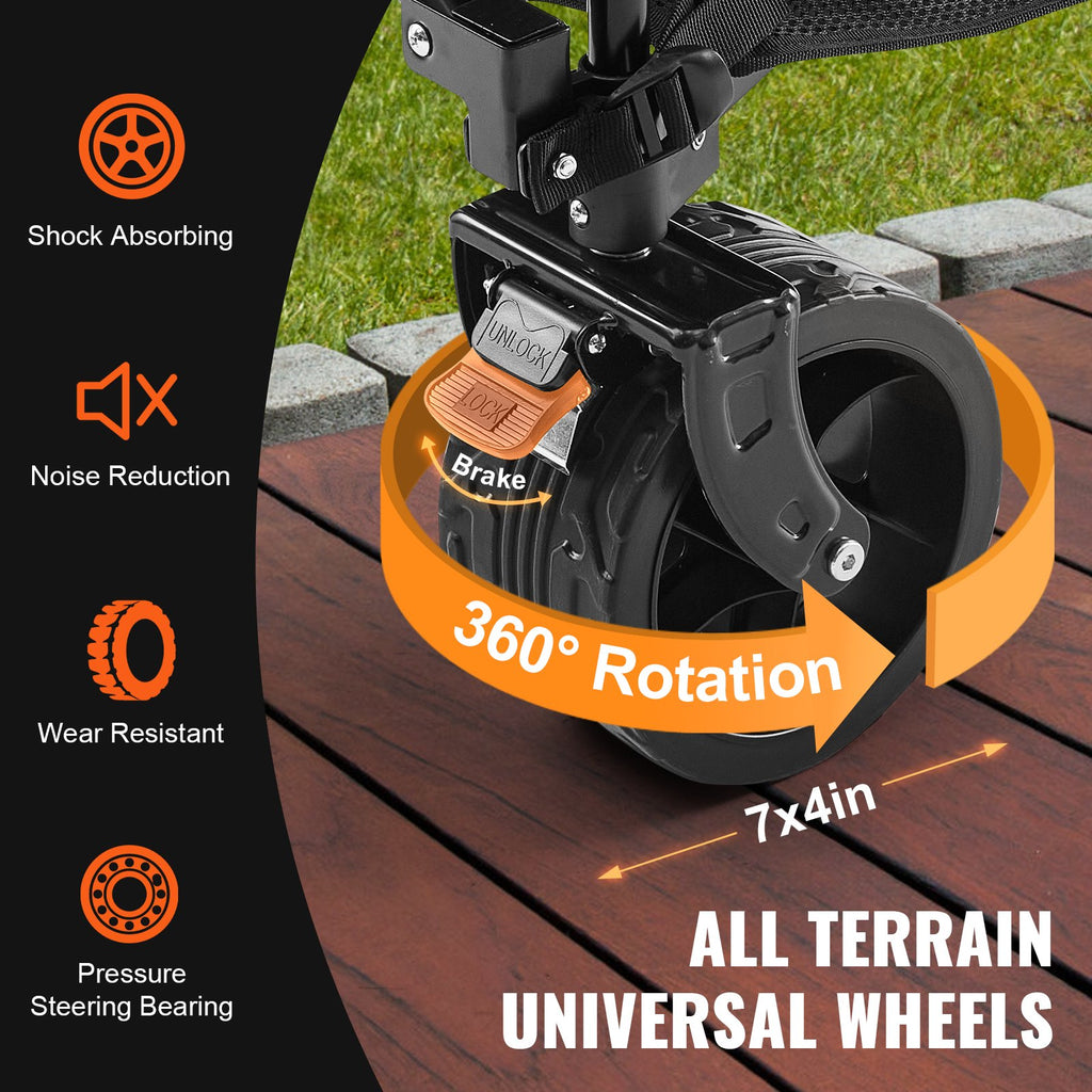 Foldable Double Decker Wagon, 400L Collapsible Wagon Cart with All-Terrain Wheels, Heavy Duty Folding Wagon Cart 350-450 lb Weight Capacity for Camping, Shopping, Garden, 52" Extra Long Extender
