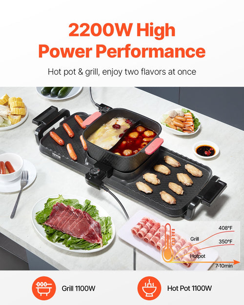 2-in-1 Electric Hot Pot and Grill – 2300W