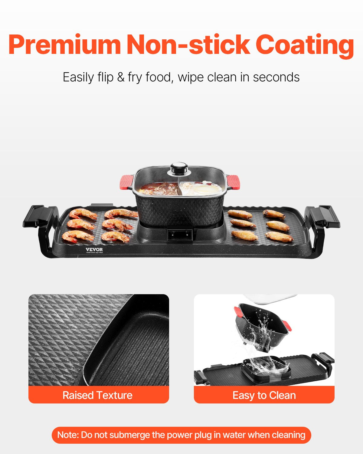 Hot Pot with Grill 2300W 2-in-1 Electric Smokeless BBQ with Removable Pot
