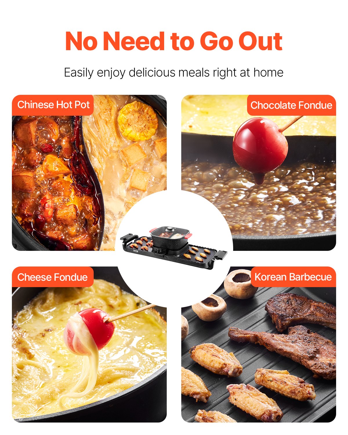Hot Pot with Grill 2300W 2-in-1 Electric Smokeless BBQ with Removable Pot