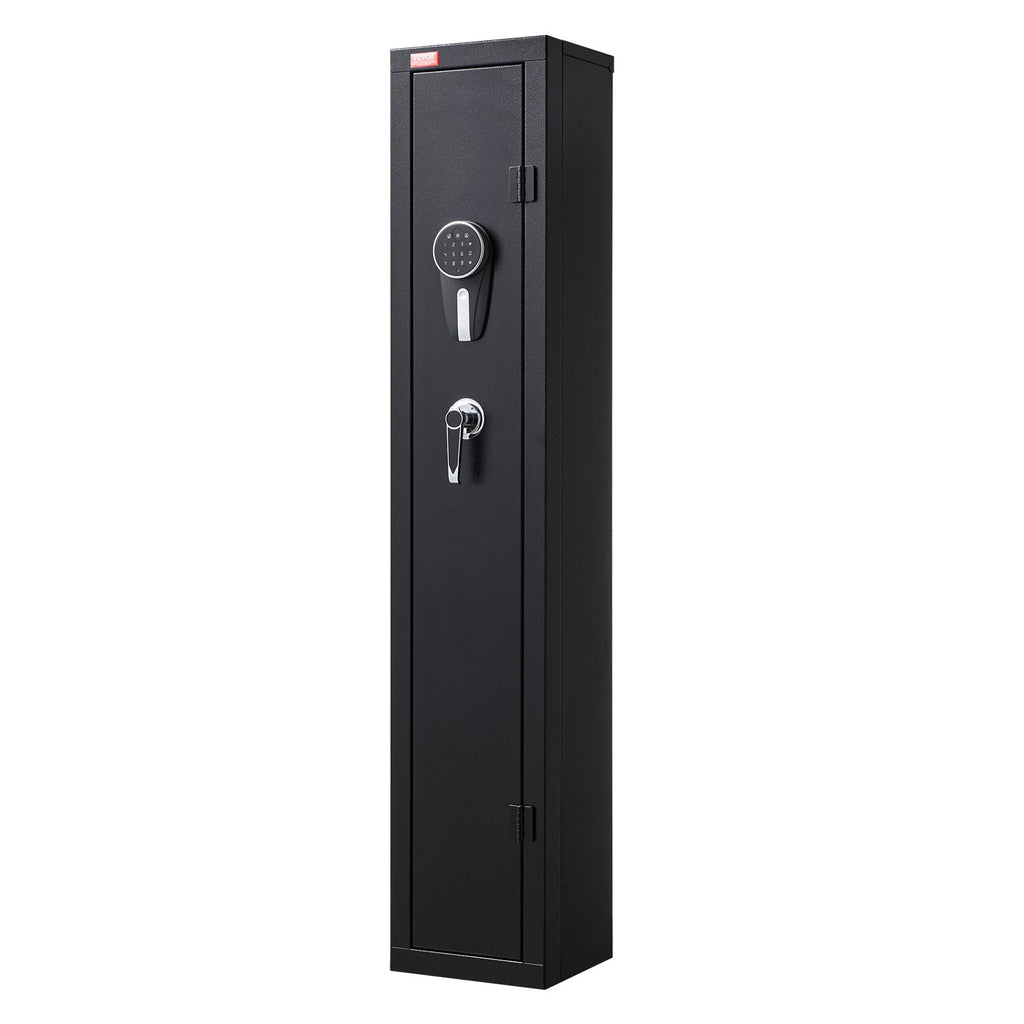 Gun Safe, Heavy Duty Cold-Rolled Steel Fireproof Rifle Cabinet with Digital Keypad & Key, Large Long Gun Cabinet with Magazine and LED Lighting, Adjustable Racks for Rifles, Pistols, Shotgun