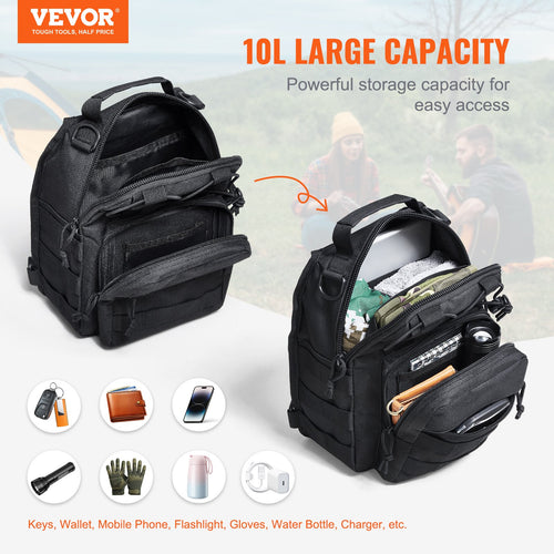 10L Tactical Sling Backpack – Black