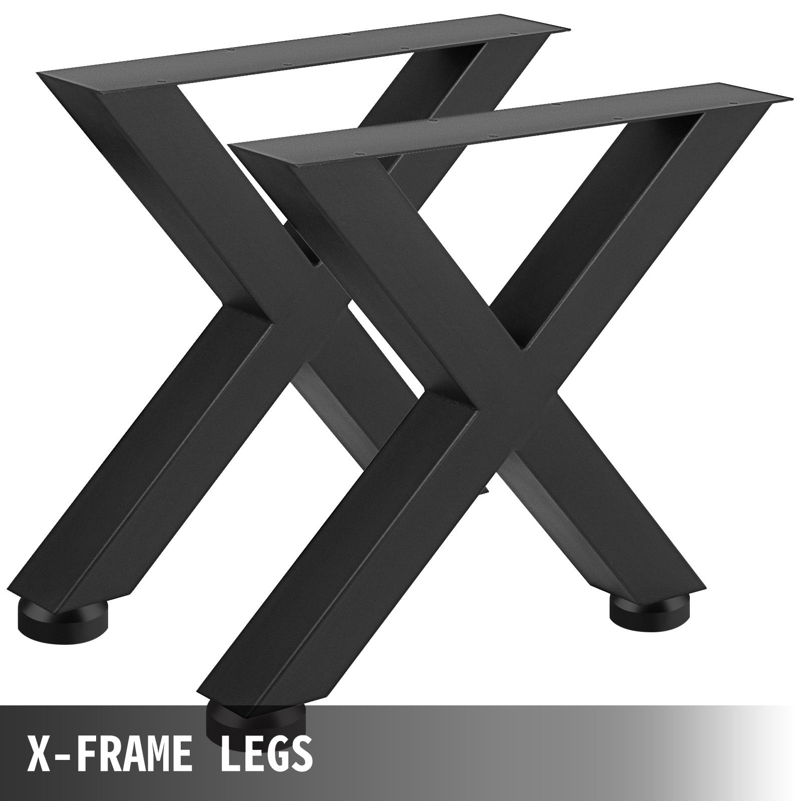 Set of 2 Steel Table Legs, 16'Height 15'Wide Dining Table Legs, Heavy Duty 3.1" Square Box Section X Frame Table Legs, 16x15x3.1 Inch Black Color Industrial Country Style Metal Dining Legs