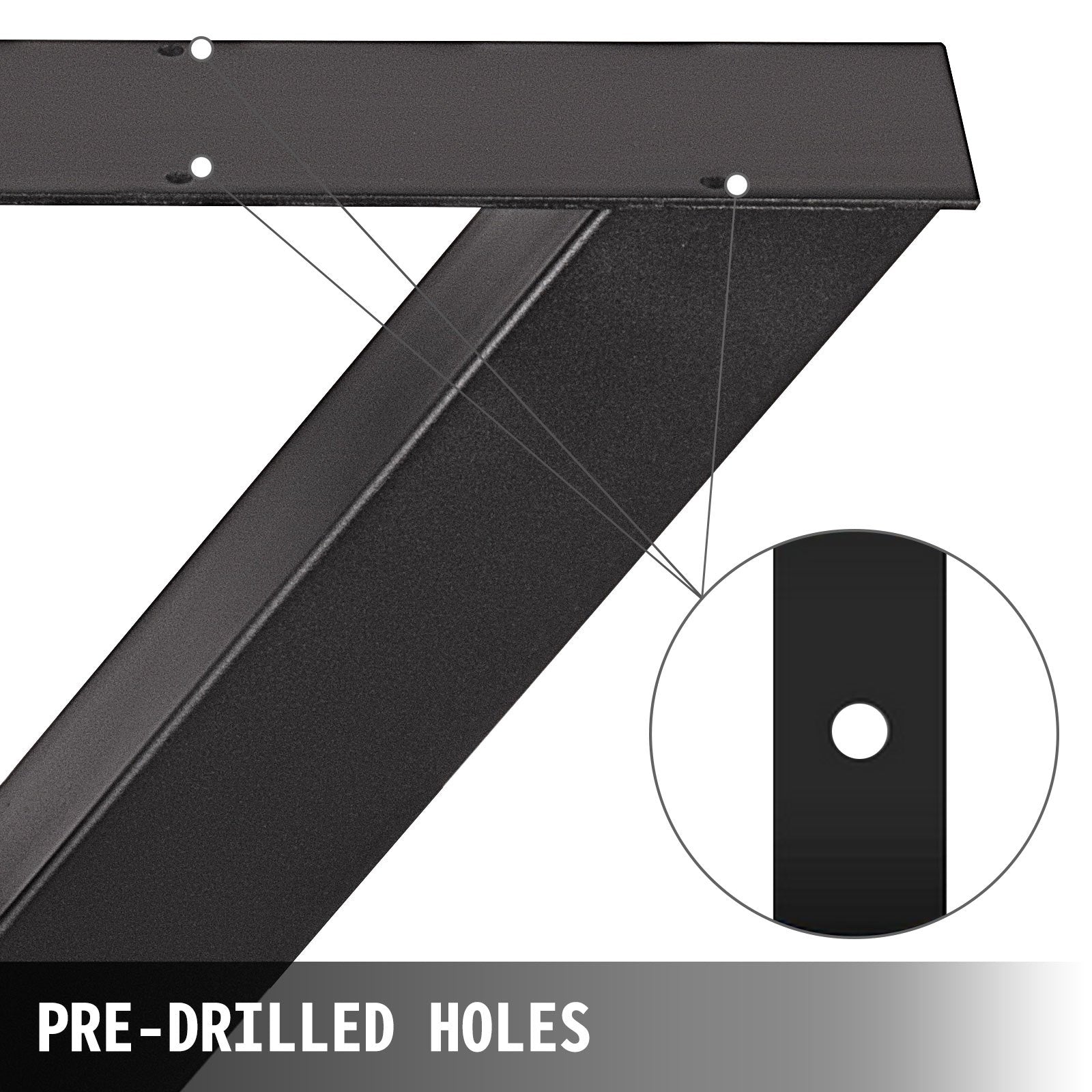 Set of 2 Steel Table Legs, 16'Height 15'Wide Dining Table Legs, Heavy Duty 3.1" Square Box Section X Frame Table Legs, 16x15x3.1 Inch Black Color Industrial Country Style Metal Dining Legs