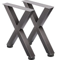 Set of 2 Steel Table Legs, 28'Height 24'Wide Dining Table Legs, Heavy Duty 3.1" Square Box Section X Frame Table Legs, 28x24x3.1 Inch Original Color Industrial Country Style Metal Dining Legs
