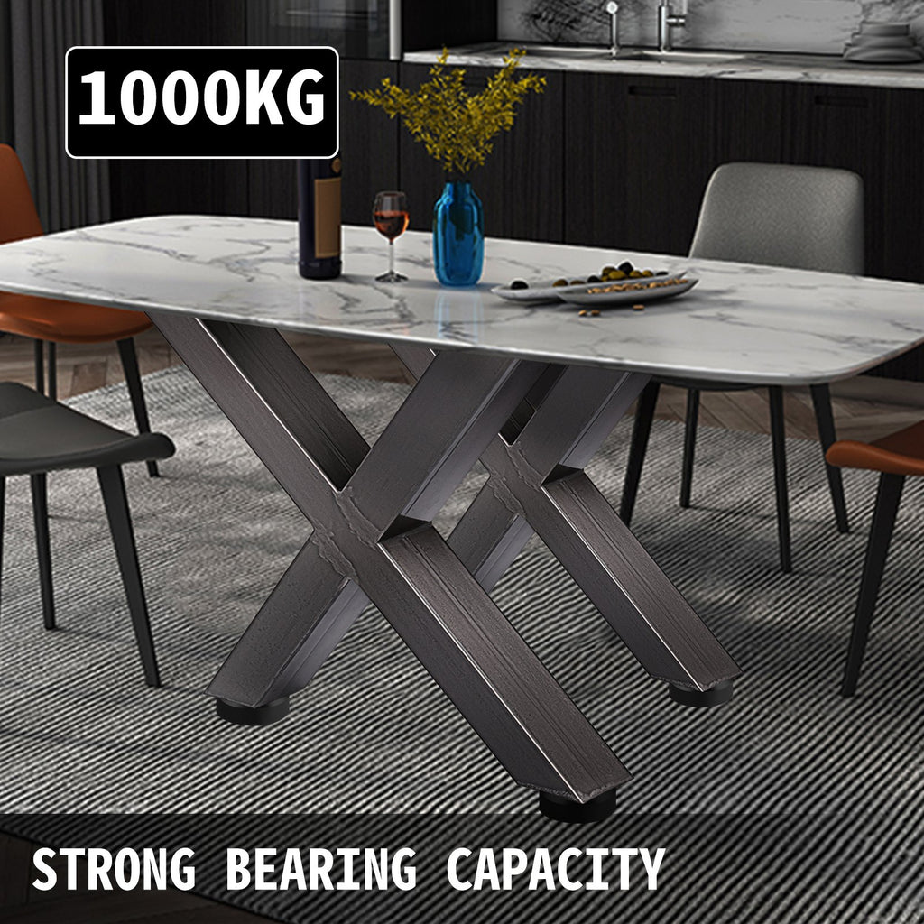 Set of 2 Steel Table Legs, 28'Height 24'Wide Dining Table Legs, Heavy Duty 3.1" Square Box Section X Frame Table Legs, 28x24x3.1 Inch Original Color Industrial Country Style Metal Dining Legs