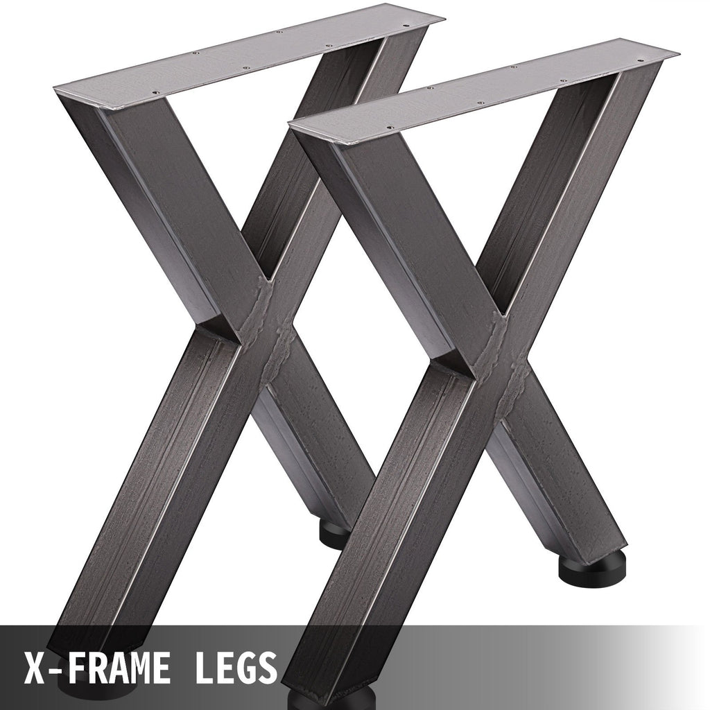 Set of 2 Steel Table Legs, 28'Height 24'Wide Dining Table Legs, Heavy Duty 3.1" Square Box Section X Frame Table Legs, 28x24x3.1 Inch Original Color Industrial Country Style Metal Dining Legs