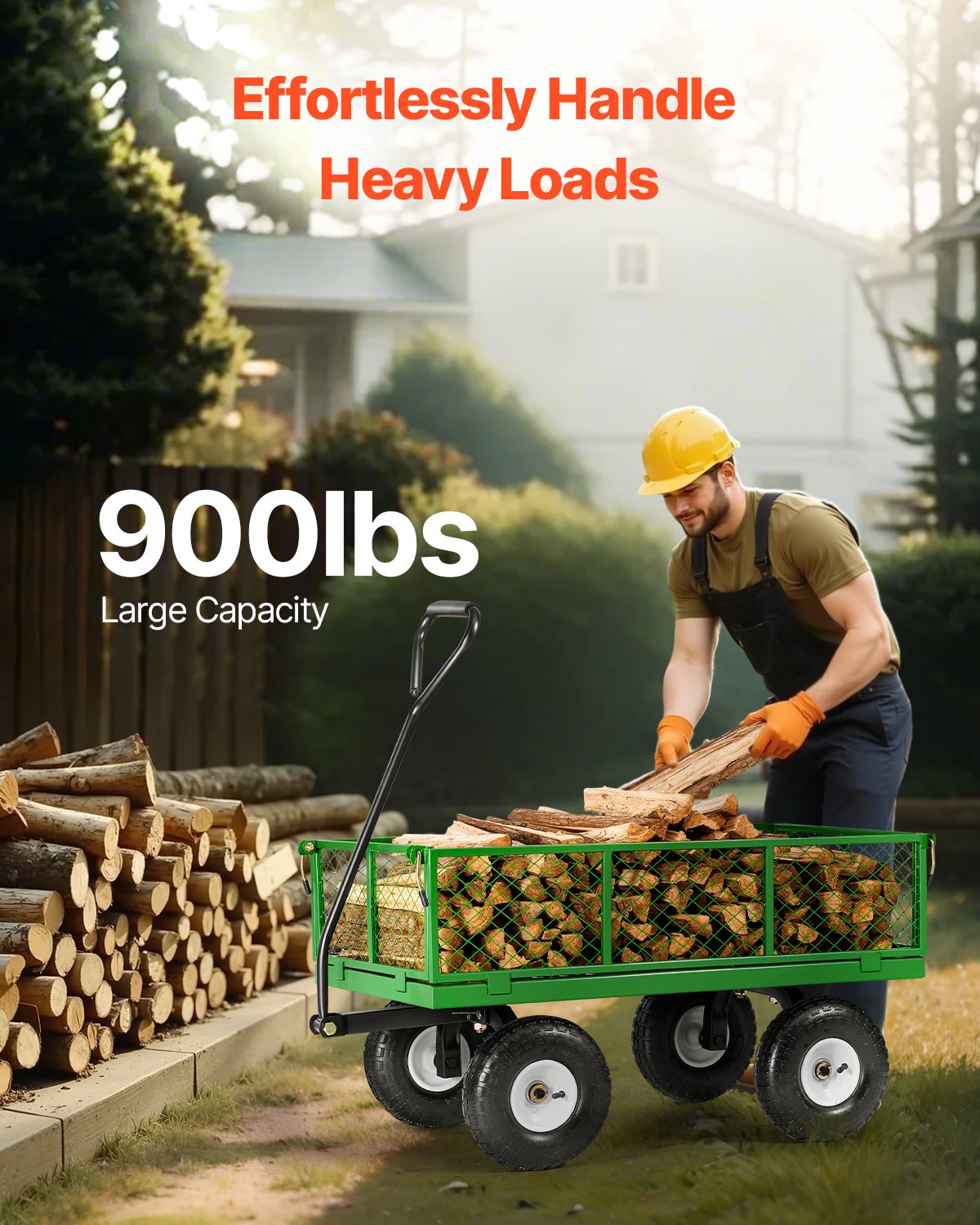 900 lbs Steel Garden Cart on Wheels