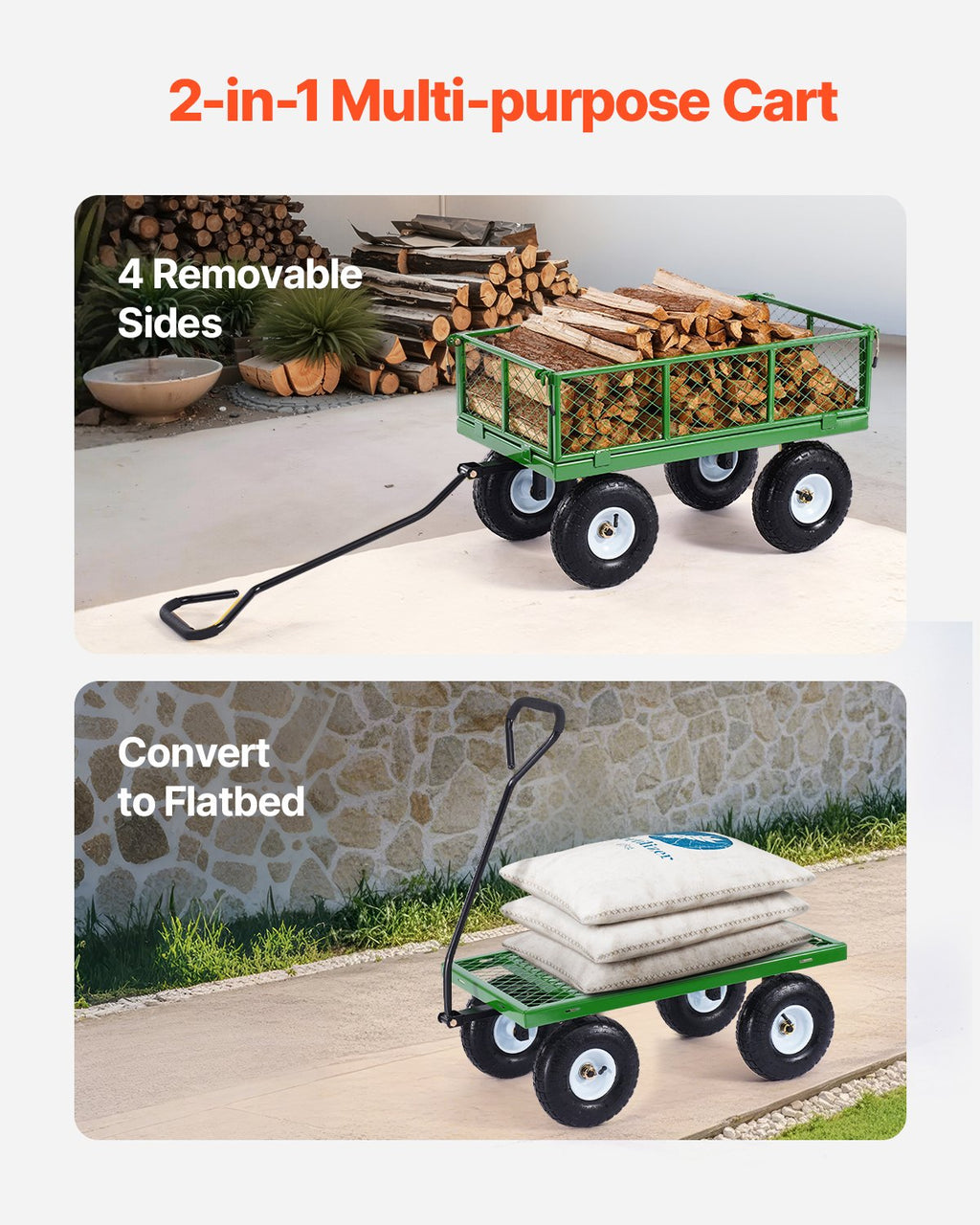 900 lbs Steel Garden Cart on Wheels