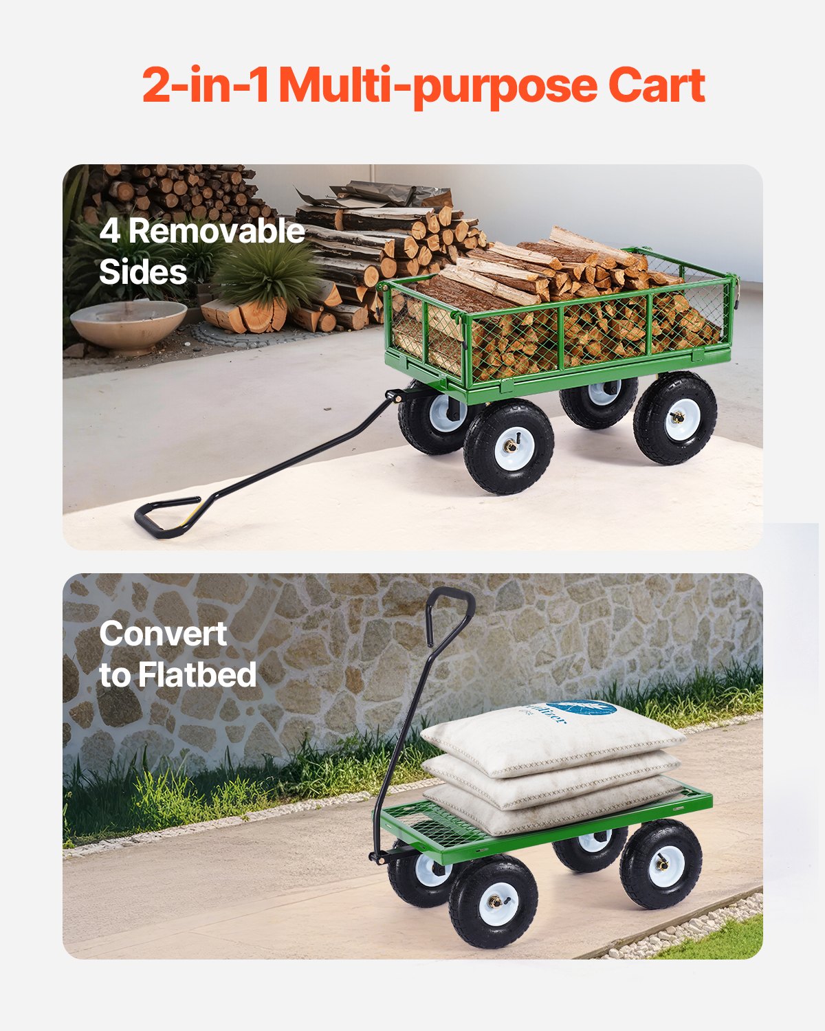 900 lbs Steel Garden Cart on Wheels