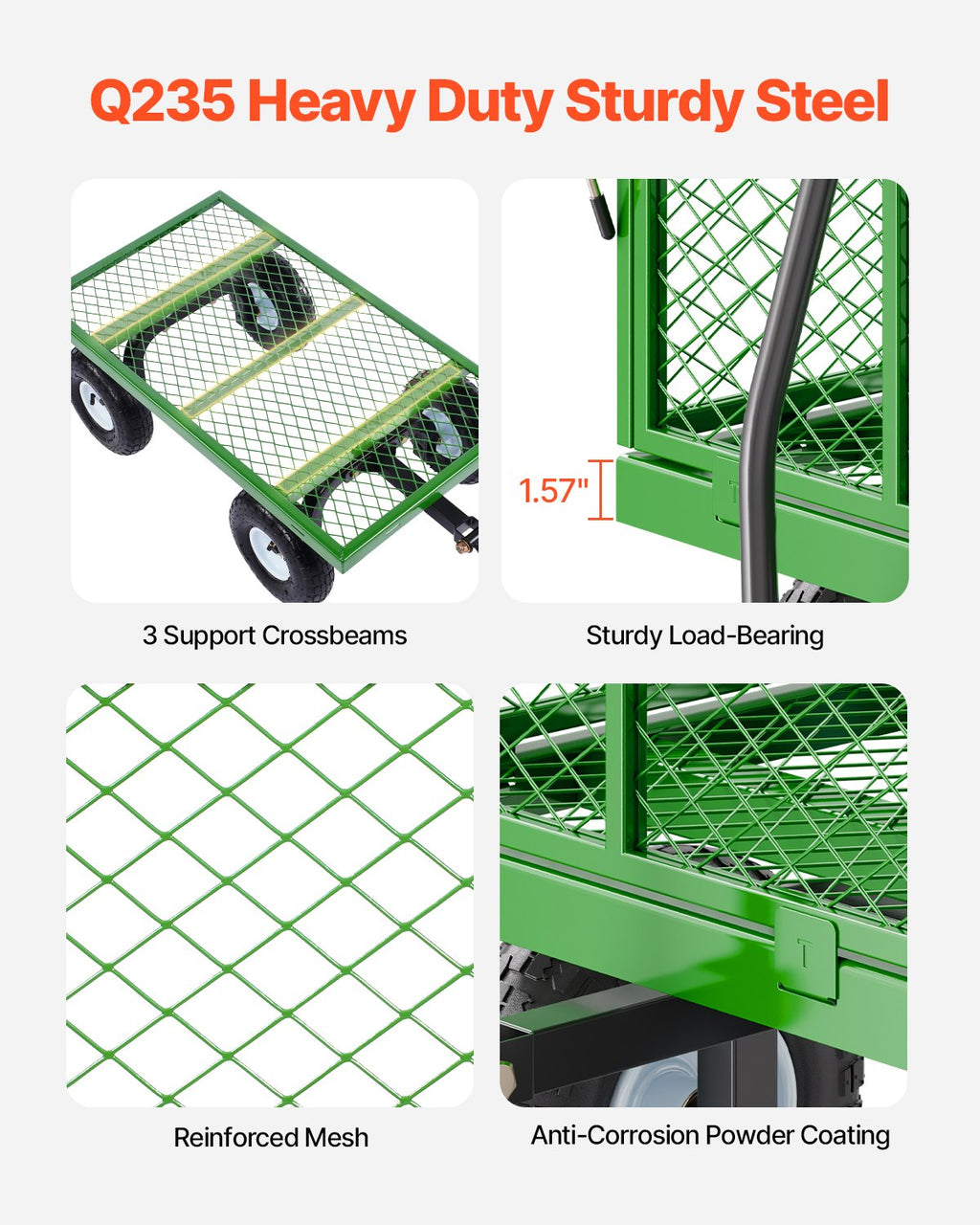 900 lbs Steel Garden Cart on Wheels