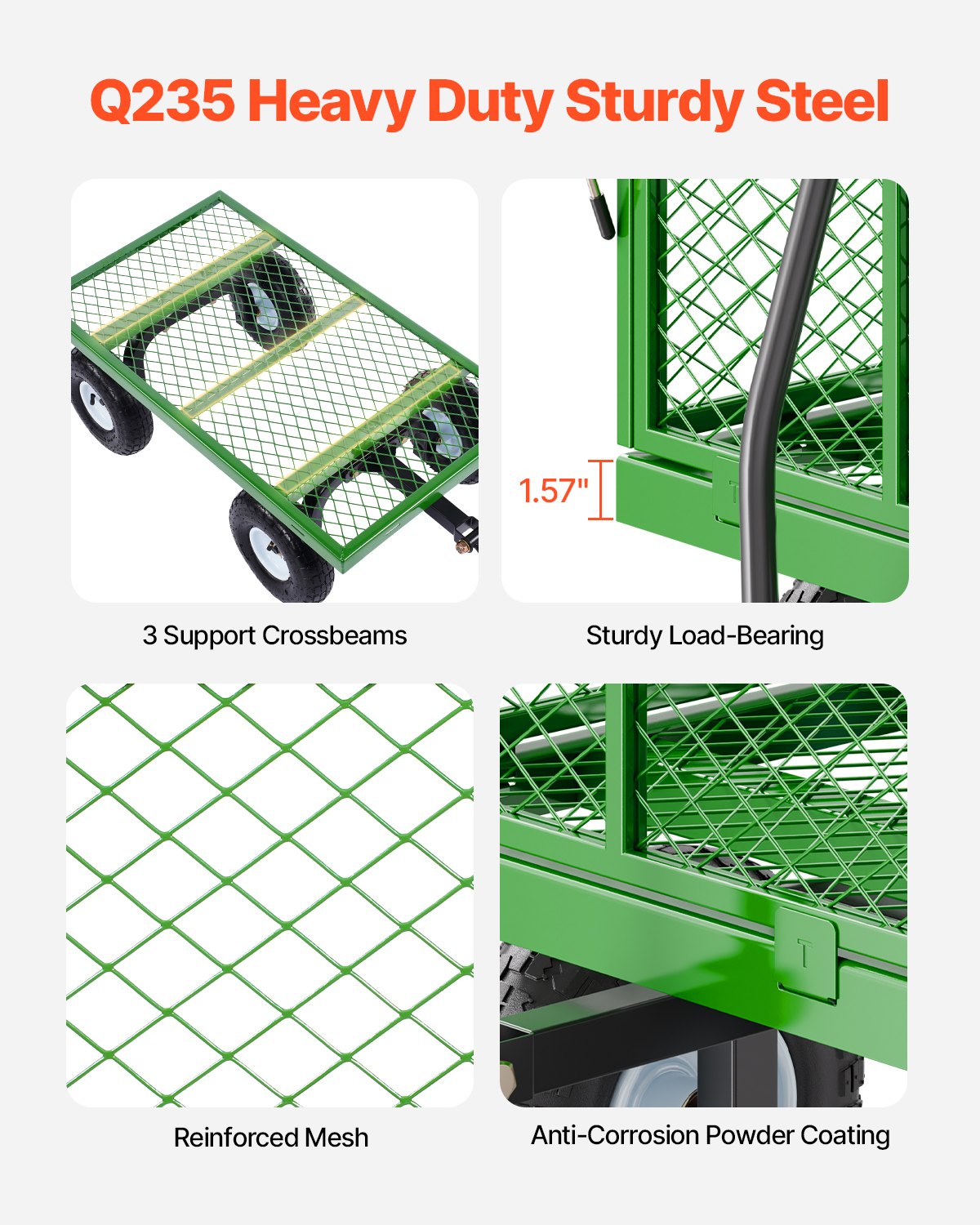900 lbs Steel Garden Cart on Wheels