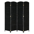 4-Panel Woven Room Divider – Black