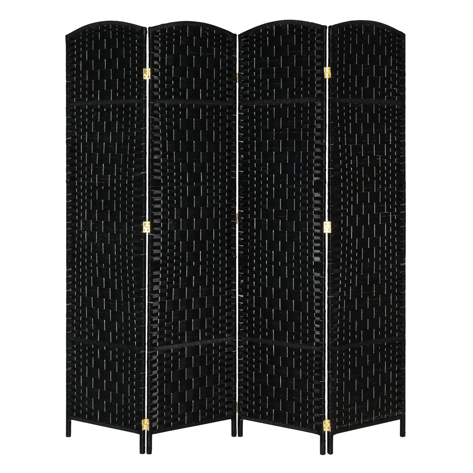 4-Panel Woven Room Divider – Black