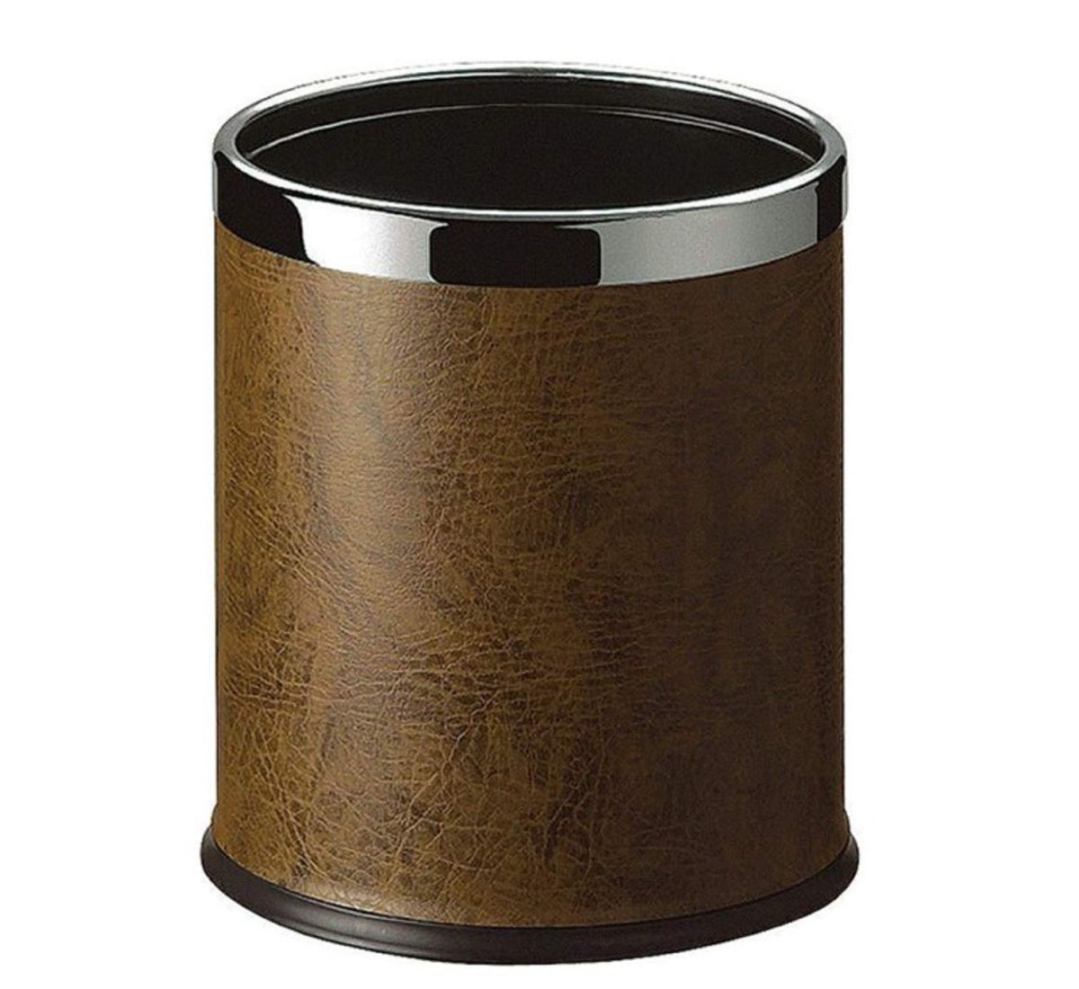 Dolphy Round Leatherette Room Bin – Brown