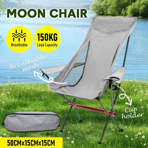 1.5kg Folding Moon Camping Chair with Side Pockets
