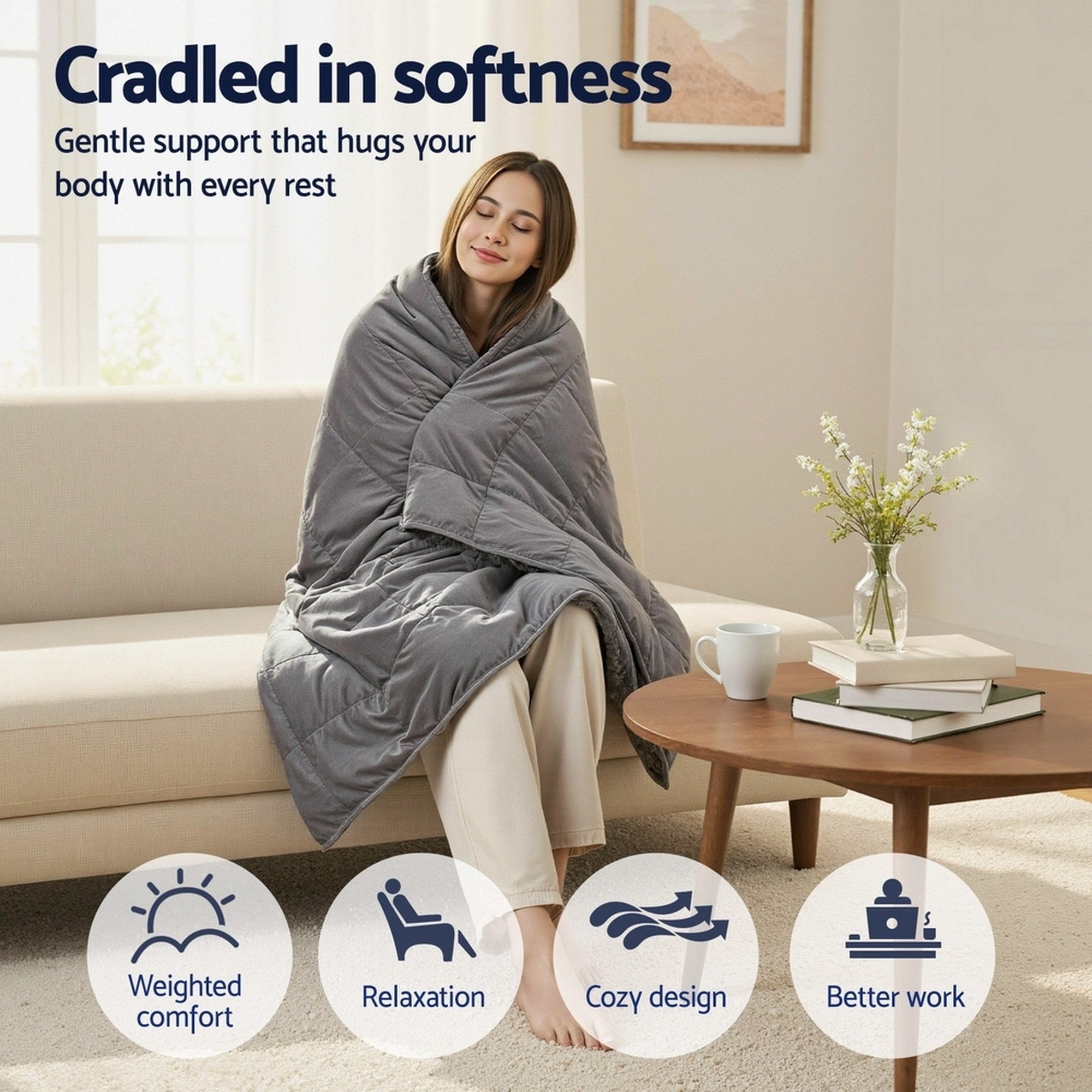Giselle Bedding Fleece and Sherpa Weighted Blanket – Grey, 4.5 kg