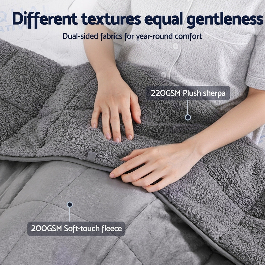 Giselle Bedding Fleece and Sherpa Weighted Blanket – Grey, 4.5 kg
