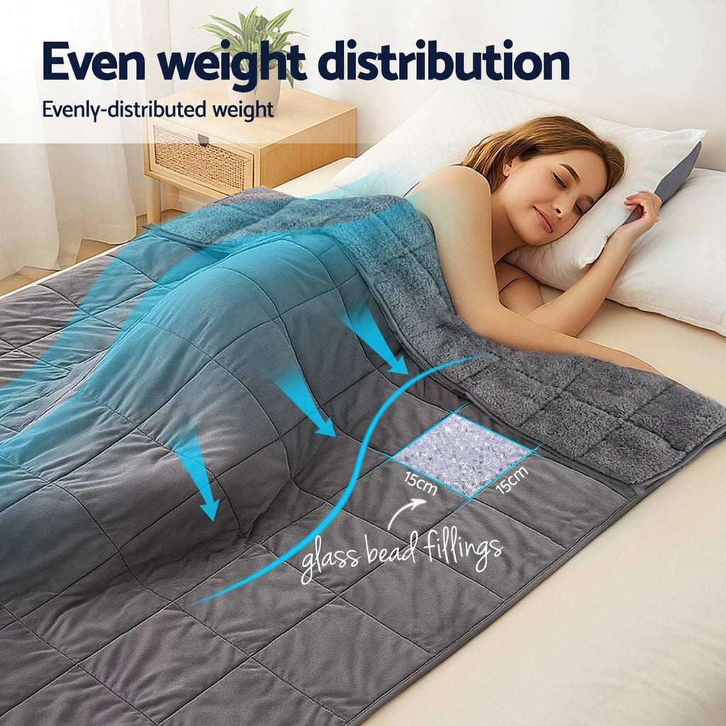Giselle Bedding Fleece and Sherpa Weighted Blanket – Grey, 4.5 kg