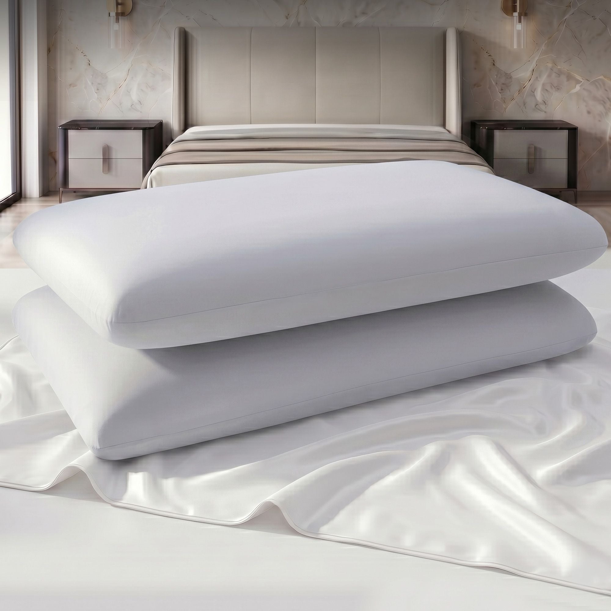ROOMSENSE Solid-Core Memory Foam Pillow Pair – 70 × 40 × 10cm