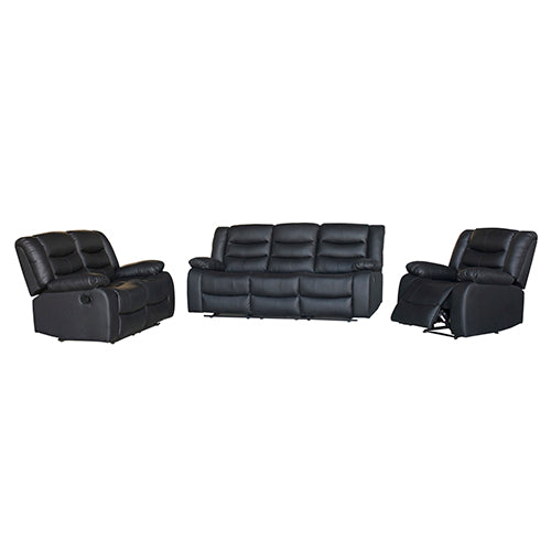 Fantasy 3+2+1-Seater Faux Leather Recliner Suite – Black