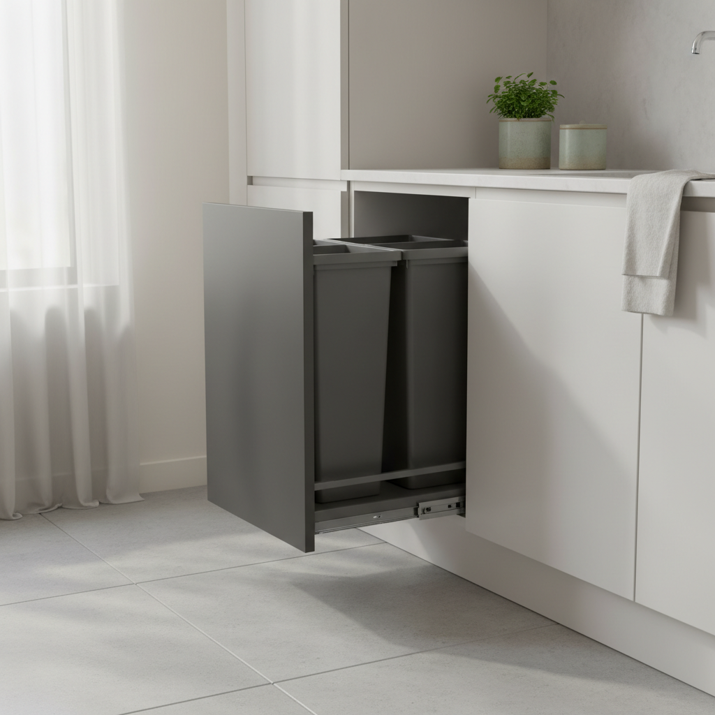 Cefito 2 × 15L Pull-Out Kitchen Bin – Grey