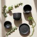 Rounded Terrazzo Planter Set of 5 – Matte Black